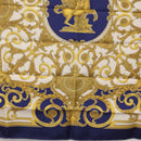 HERMES Carre 90 Scarf ""Les Tuileries"" Silk Blue Auth LNZ279V-23