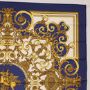 HERMES Carre 90 Scarf ""Les Tuileries"" Silk Blue Auth LNZ279V-4