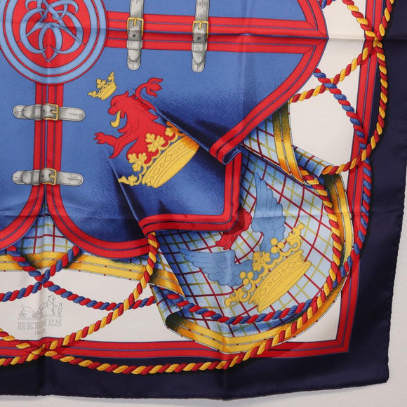 HERMES Carre 90 Scarf ""GRANDE TENUE"" Silk Blue Auth LNZ280M