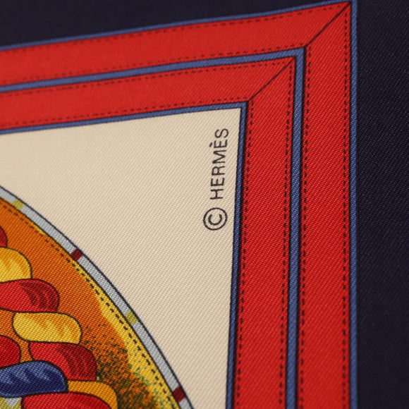 HERMES Carre 90 Scarf ""GRANDE TENUE"" Silk Blue Auth LNZ280M