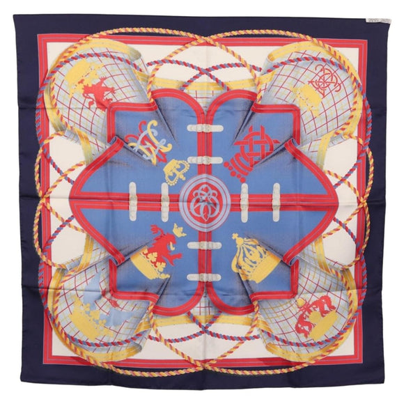 HERMES Carre 90 Scarf ""GRANDE TENUE"" Silk Blue Auth LNZ280M