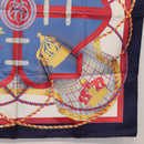HERMES Carre 90 Scarf ""GRANDE TENUE"" Silk Blue Auth LNZ280M-24
