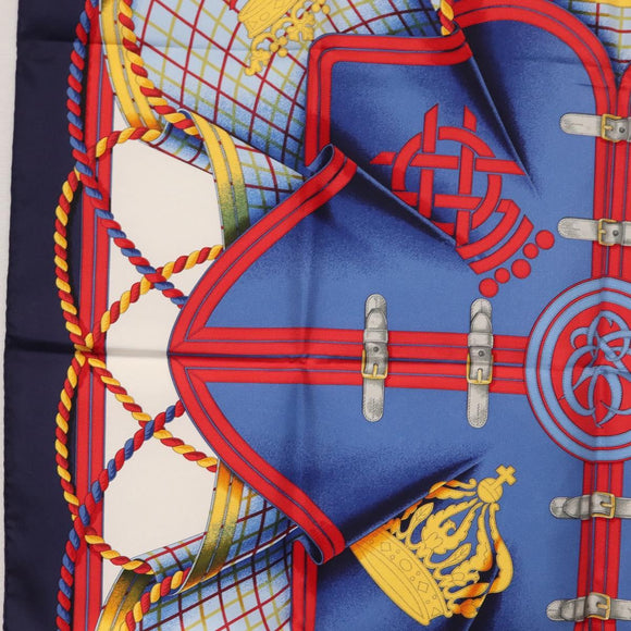 HERMES Carre 90 Scarf ""GRANDE TENUE"" Silk Blue Auth LNZ280M