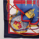 HERMES Carre 90 Scarf ""GRANDE TENUE"" Silk Blue Auth LNZ280M-8