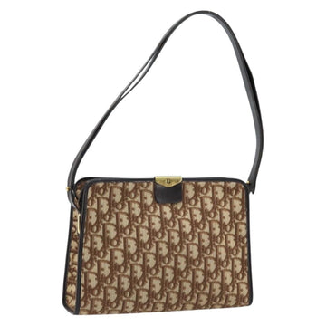 Christian Dior Trotter Canvas Shoulder Bag Beige Gold Auth LNZ293V