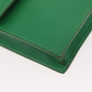 CELINE Circle Shoulder Bag Leather Green Gold Auth LNZ294V-10