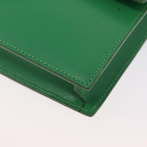 CELINE Circle Shoulder Bag Leather Green Gold Auth LNZ294V