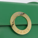 CELINE Circle Shoulder Bag Leather Green Gold Auth LNZ294V-14
