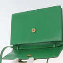 CELINE Circle Shoulder Bag Leather Green Gold Auth LNZ294V-15