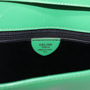 CELINE Circle Shoulder Bag Leather Green Gold Auth LNZ294V-16