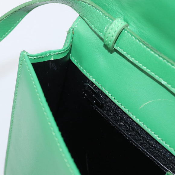 CELINE Circle Shoulder Bag Leather Green Gold Auth LNZ294V
