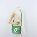 CELINE Circle Shoulder Bag Leather Green Gold Auth LNZ294V-22