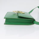 CELINE Circle Shoulder Bag Leather Green Gold Auth LNZ294V-4