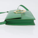 CELINE Circle Shoulder Bag Leather Green Gold Auth LNZ294V-5