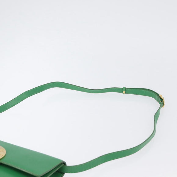 CELINE Circle Shoulder Bag Leather Green Gold Auth LNZ294V