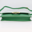 CELINE Circle Shoulder Bag Leather Green Gold Auth LNZ294V-9