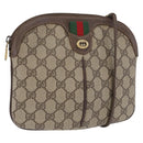 GUCCI GG Supreme Web Sherry Line Bag PVC Beige Gold 904 02 047 Auth LNZ296-1