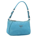 PRADA Shoulder Bag Nylon Light Blue Silver Auth LNZ298-1