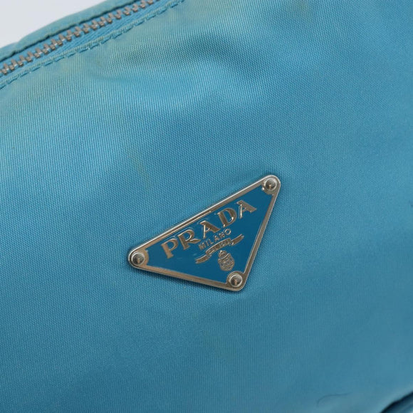 PRADA Shoulder Bag Nylon Light Blue Silver Auth LNZ298