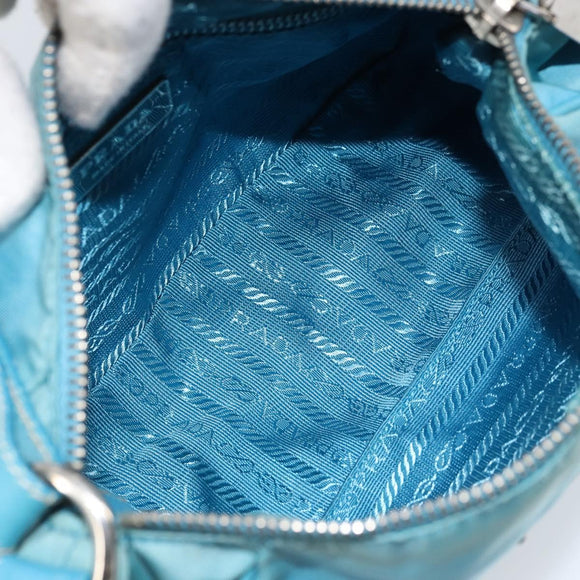 PRADA Shoulder Bag Nylon Light Blue Silver Auth LNZ298