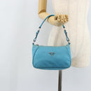 PRADA Shoulder Bag Nylon Light Blue Silver Auth LNZ298-25