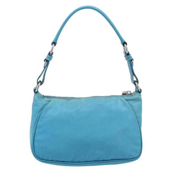PRADA Shoulder Bag Nylon Light Blue Silver Auth LNZ298