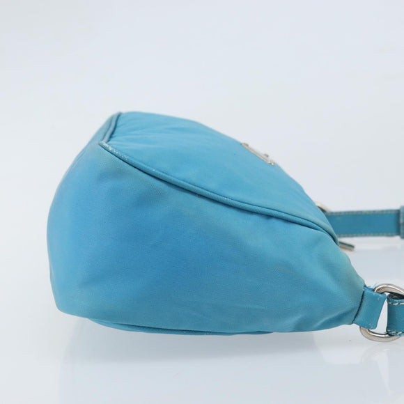 PRADA Shoulder Bag Nylon Light Blue Silver Auth LNZ298