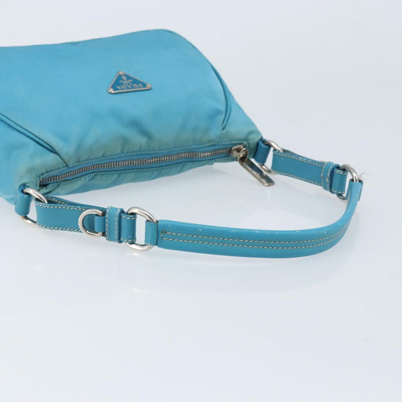 PRADA Shoulder Bag Nylon Light Blue Silver Auth LNZ298