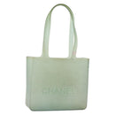 CHANEL Tote Bag Rubber Green CC Auth LNZ300-1