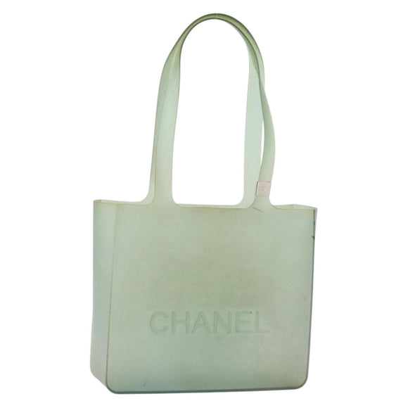 CHANEL Tote Bag Rubber Green CC Auth LNZ300