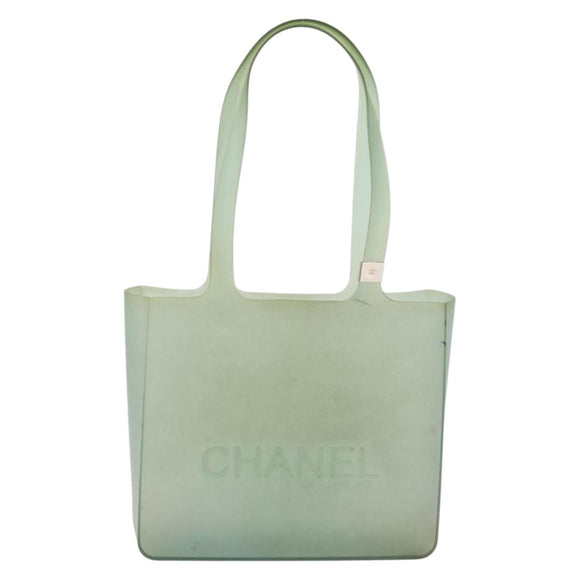 CHANEL Tote Bag Rubber Green CC Auth LNZ300