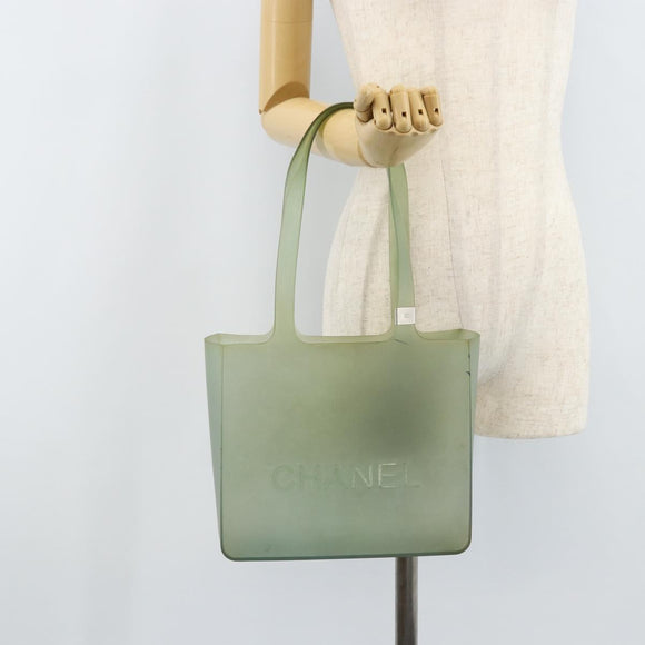 CHANEL Tote Bag Rubber Green CC Auth LNZ300