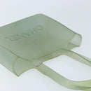 CHANEL Tote Bag Rubber Green CC Auth LNZ300-6