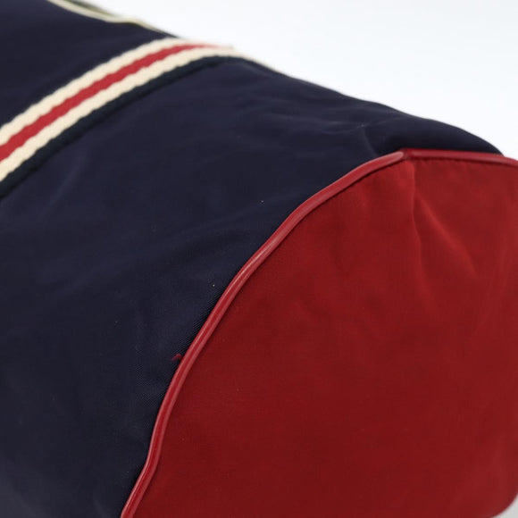 GUCCI Sherry Line Hand Bag Nylon 2way Navy Red 189657 Auth LNZ304