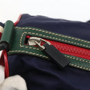GUCCI Sherry Line Hand Bag Nylon 2way Navy Red 189657 Auth LNZ304-10