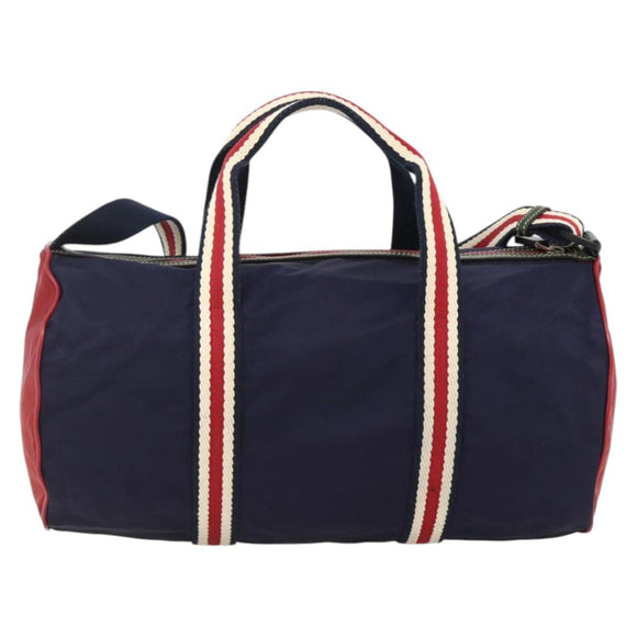 GUCCI Sherry Line Hand Bag Nylon 2way Navy Red 189657 Auth LNZ304