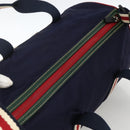 GUCCI Sherry Line Hand Bag Nylon 2way Navy Red 189657 Auth LNZ304-6