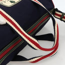 GUCCI Sherry Line Hand Bag Nylon 2way Navy Red 189657 Auth LNZ304-7
