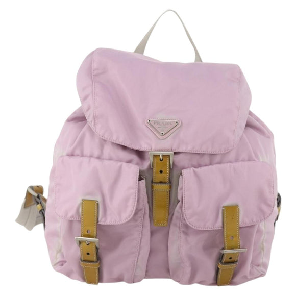 PRADA Backpack Nylon Pink Silver Auth LNZ309