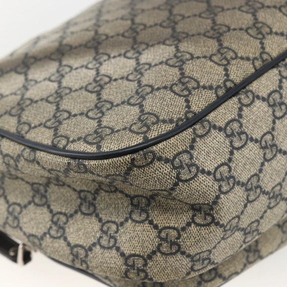 GUCCI GG Supreme Shoulder Bag PVC Navy Silver 246881 Auth LNZ310