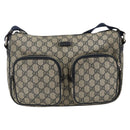 GUCCI GG Supreme Shoulder Bag PVC Navy Silver 246881 Auth LNZ310-2