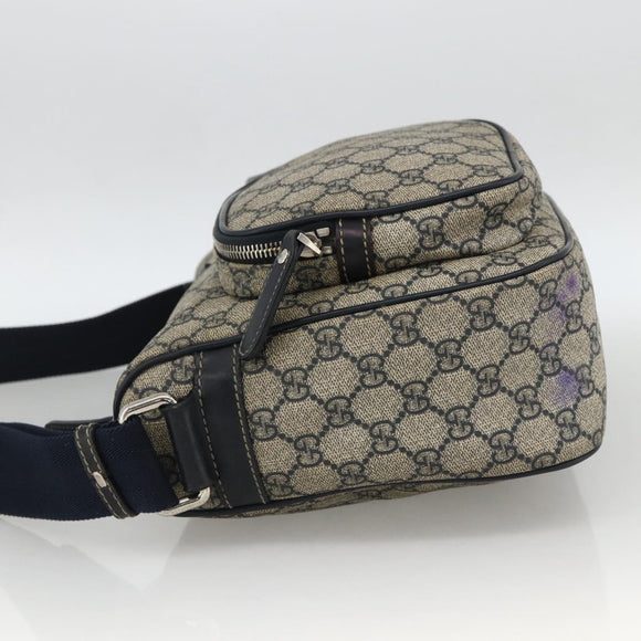 GUCCI GG Supreme Shoulder Bag PVC Navy Silver 246881 Auth LNZ310