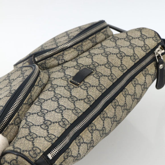 GUCCI GG Supreme Shoulder Bag PVC Navy Silver 246881 Auth LNZ310