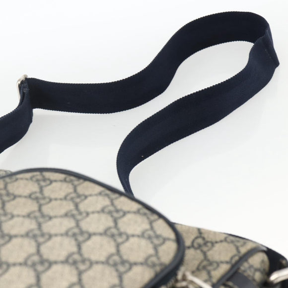 GUCCI GG Supreme Shoulder Bag PVC Navy Silver 246881 Auth LNZ310