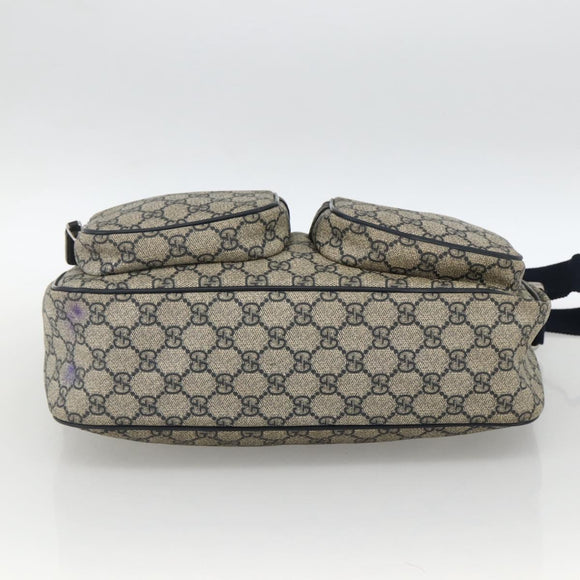 GUCCI GG Supreme Shoulder Bag PVC Navy Silver 246881 Auth LNZ310