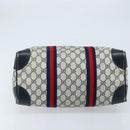 GUCCI GG Supreme Sherry Line Boston Bag PVC Navy Gold Auth LNZ314-5