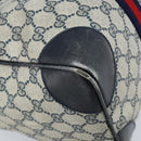 GUCCI GG Supreme Sherry Line Boston Bag PVC Navy Gold Auth LNZ314-9