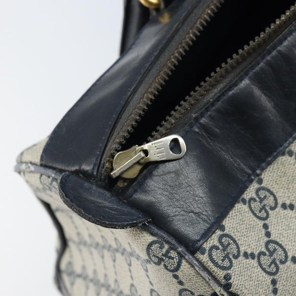 GUCCI GG Supreme Sherry Line Boston Bag PVC Navy Gold Auth LNZ314