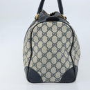 GUCCI GG Supreme Sherry Line Boston Bag PVC Navy Gold Auth LNZ314-3