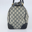 GUCCI GG Supreme Sherry Line Boston Bag PVC Navy Gold Auth LNZ314-4